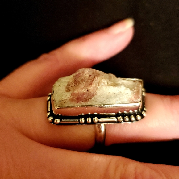New Rough Pink Tourmaline 925 Silver Ring. - Picture 7 of 11